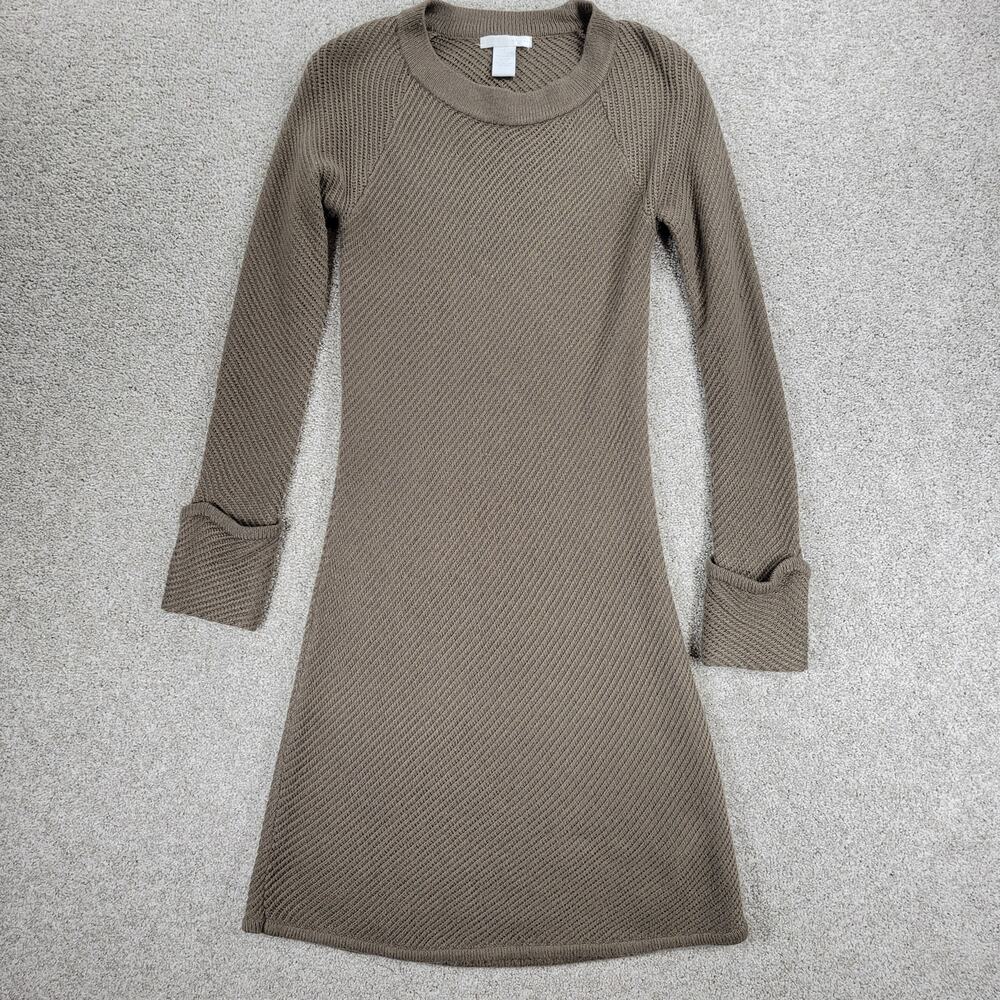 Design History Sweater Dress Womens L Brown Rib Angle Knit Pull On Midi Casual